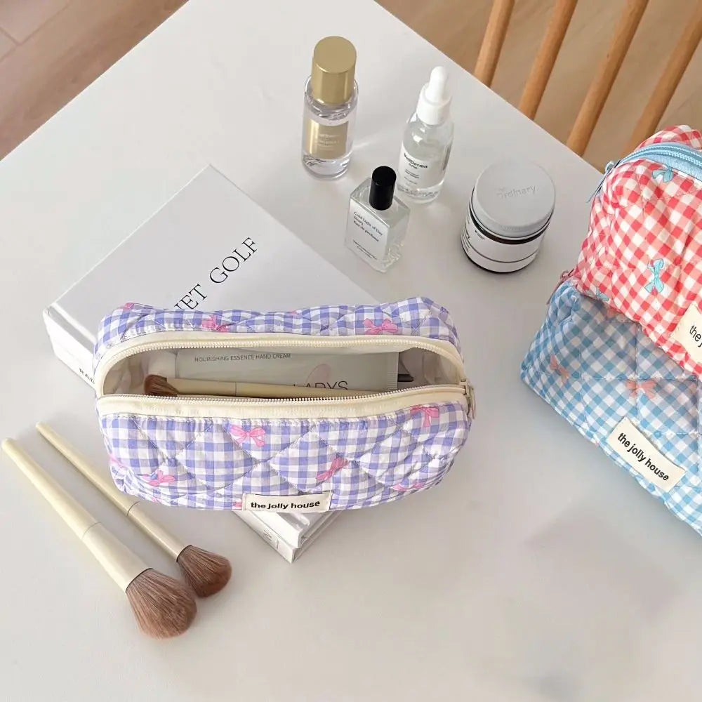 Large Floral Bowknot Canvas Pencil Bag – Stationery Organizer
