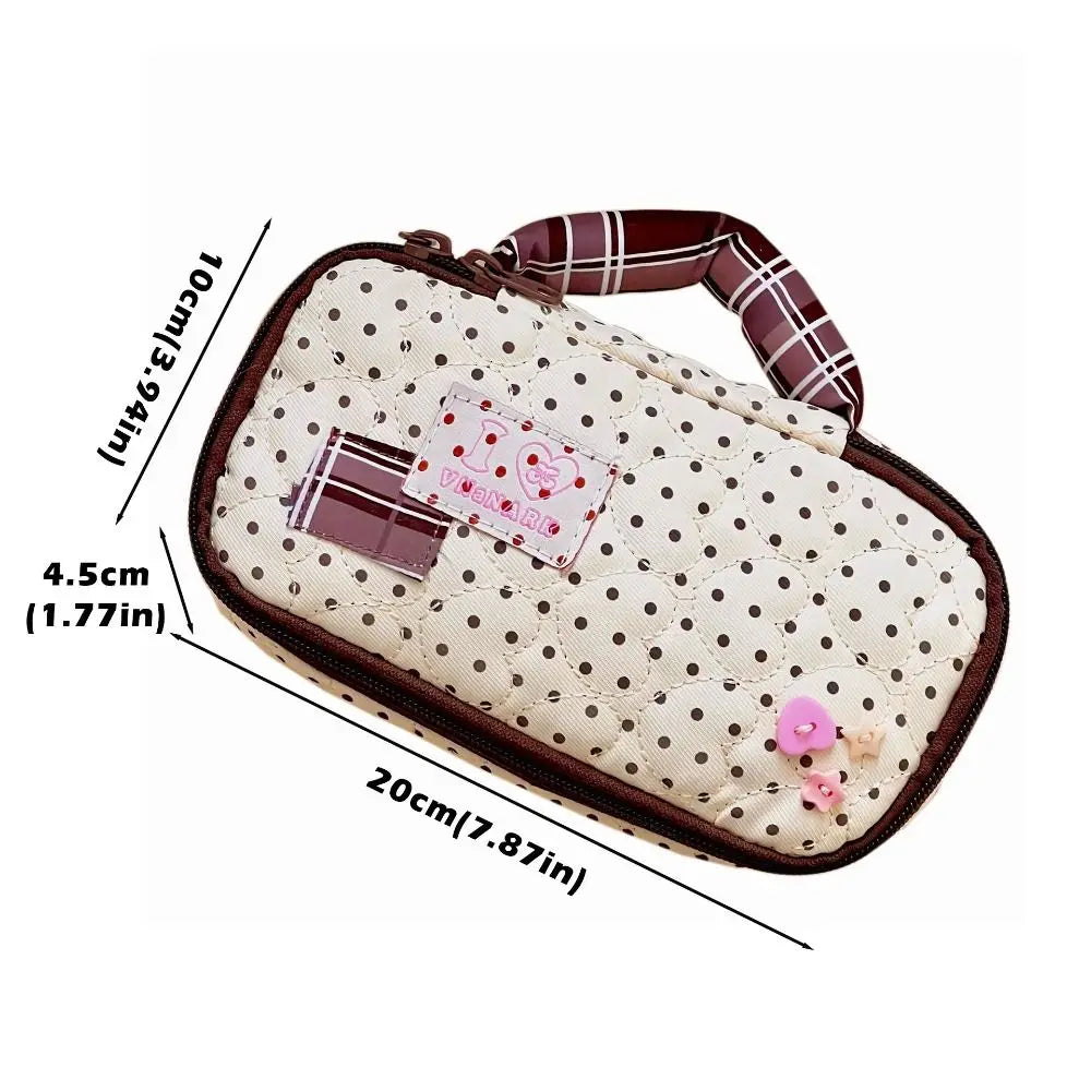 Polka Dot Pencil Case – Large Capacity Portable Pen Bag
