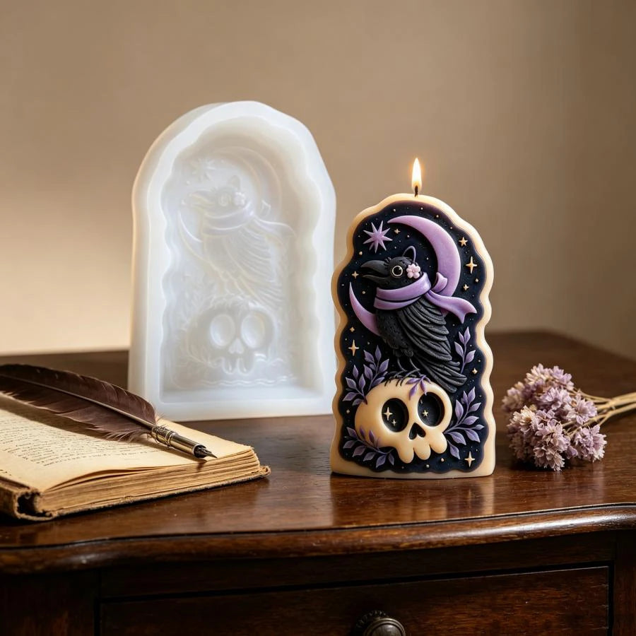 Halloween Skull Crow Moon Silicone Mold – Candle Soap DIY