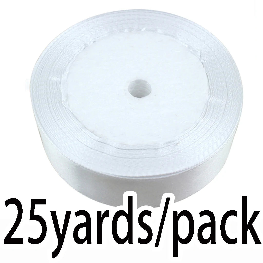 White Single Face Satin Ribbon 25 Yards – Gift & Craft Wrap