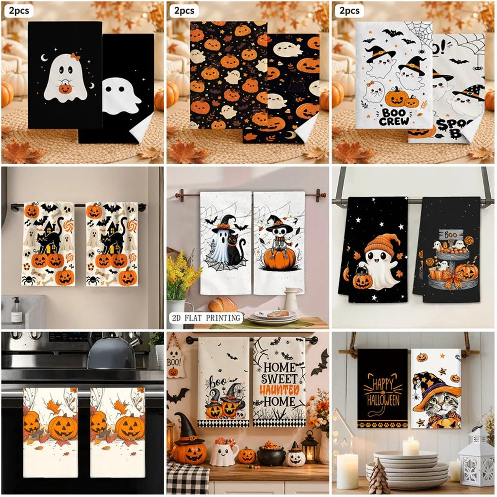 Halloween Ghost Pumpkin Microfiber Cleaning Cloths – 2-Pack