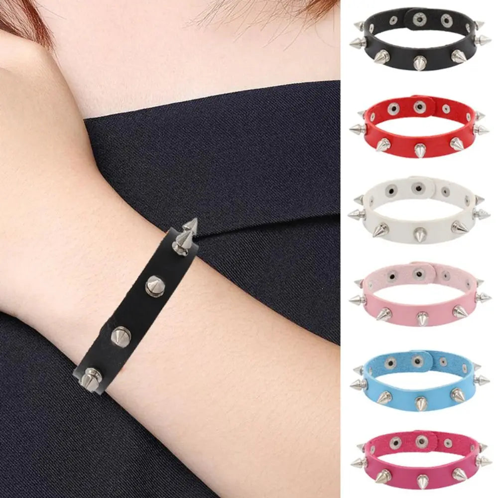 Spike Gothic Studded PU Leather Punk Cuff Bracelet – Unisex