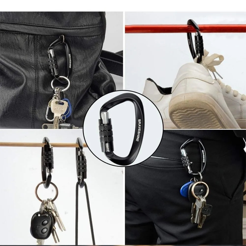 Aluminum D-Shape Safety Carabiner 4KN/12KN/25KN Climbing Lock