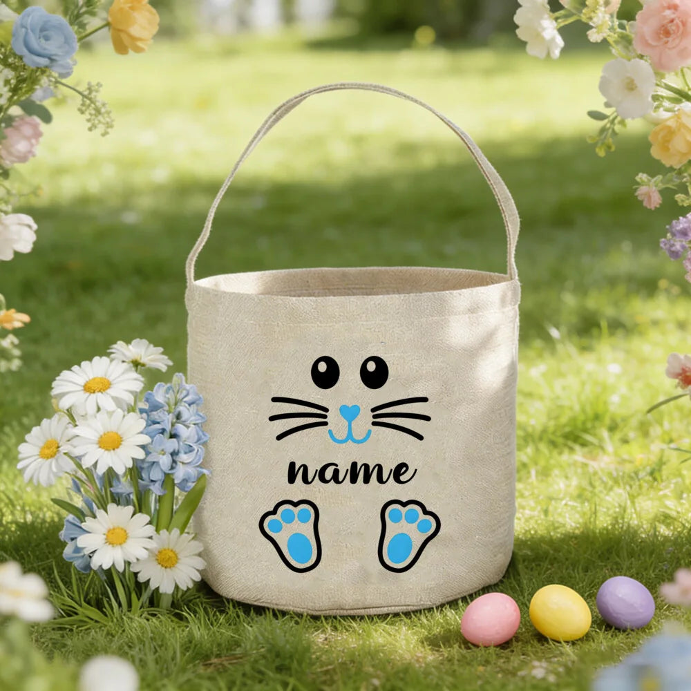 Personalized Easter Tote Bag – Custom Bunny Name Kids Basket