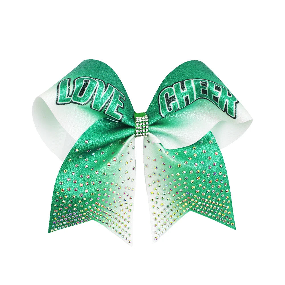 50-Pack 7" Glitter Cheer Bows with Rhinestone Strips | Bulk