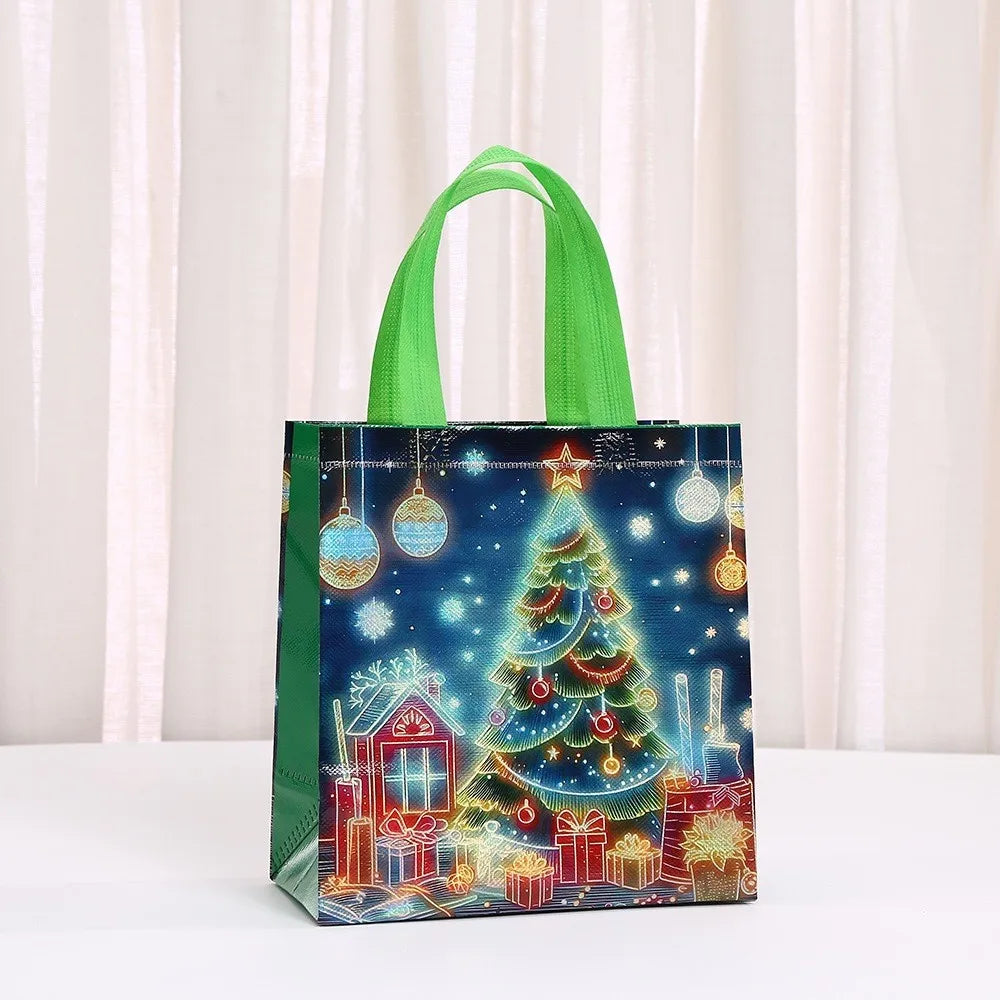 Christmas Non-Woven Tote Bag – Cartoon Santa Gift Bag