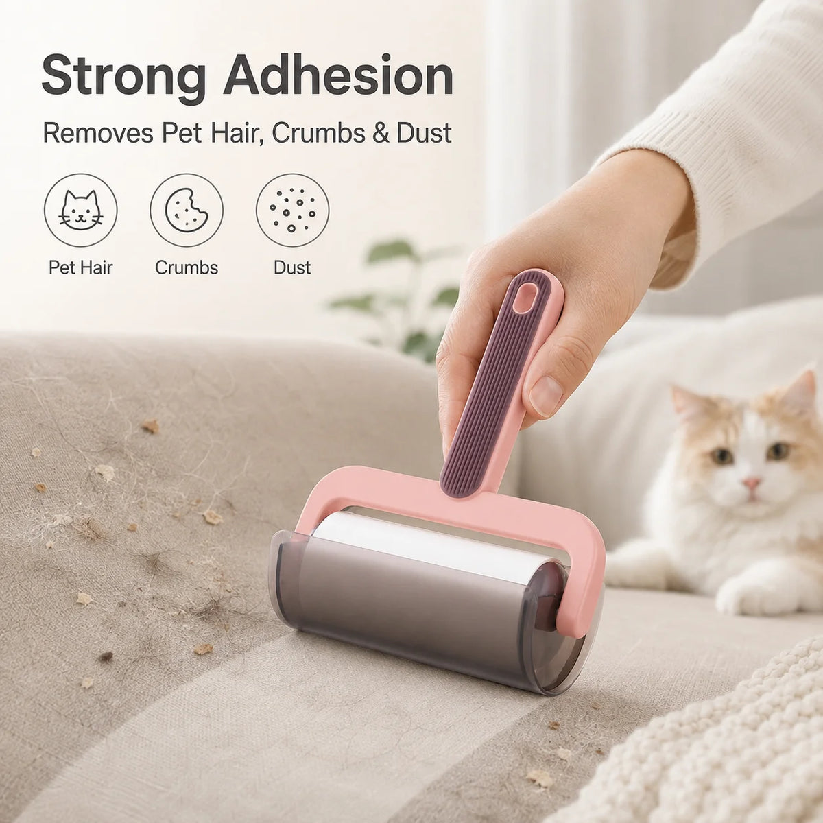 Reusable Lint Roller with Cover – 60 Sheets, 10cm Wide
