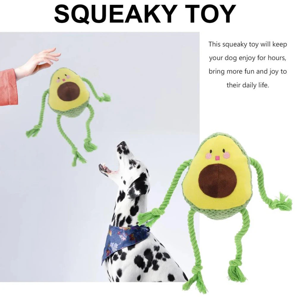 Chew-Resistant Squeaky Pet Toy – Avocado & Octopus Knot Doll