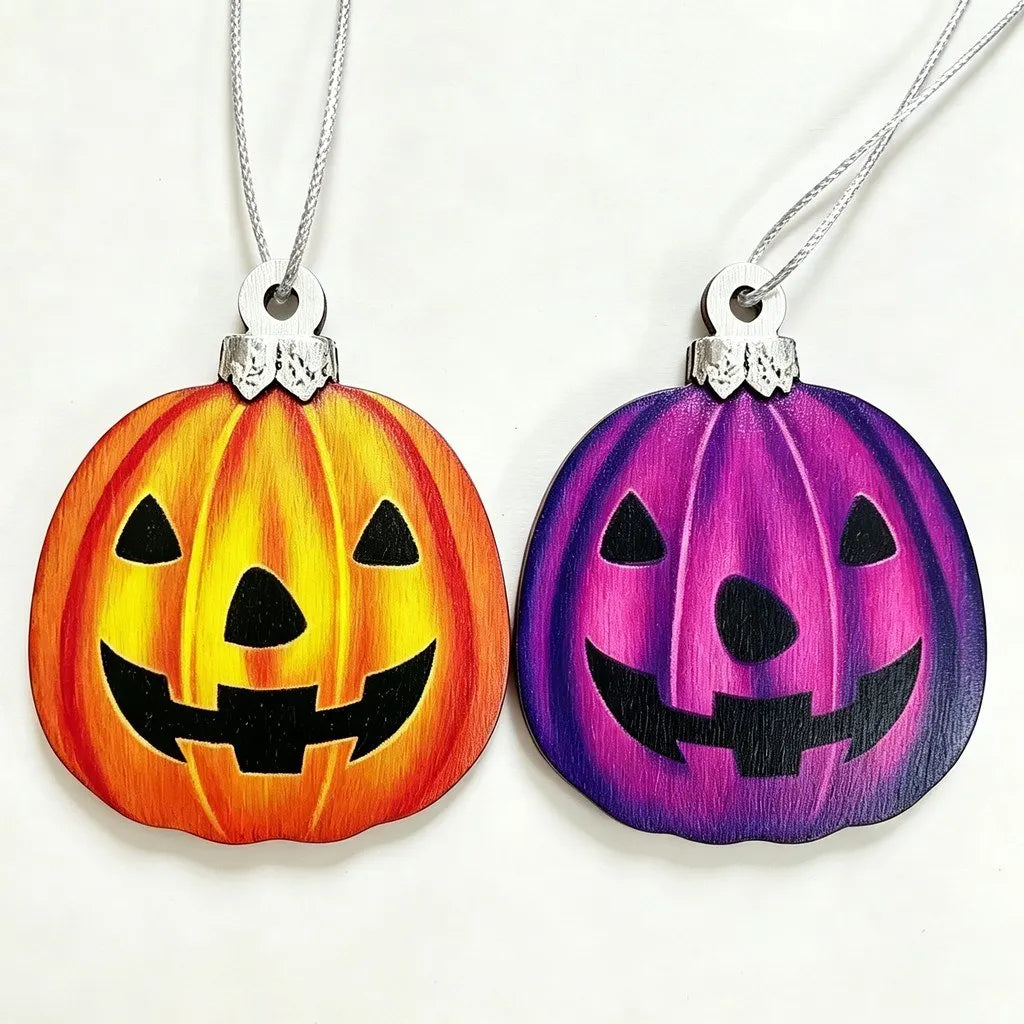 Halloween Wooden Pumpkin Pendants – 12-Piece Holiday Décor Set