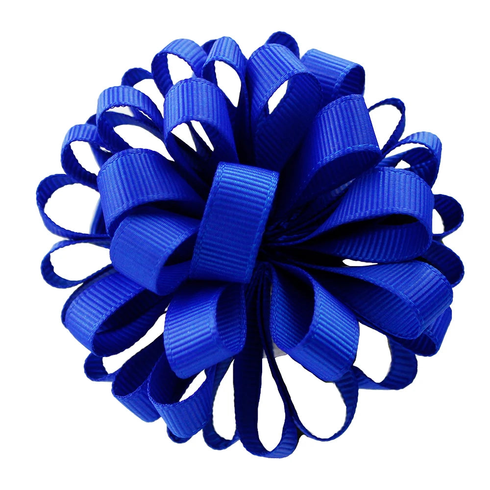 2-Pack Girls Grosgrain Ribbon Loopy Puff Hair Bow Clips