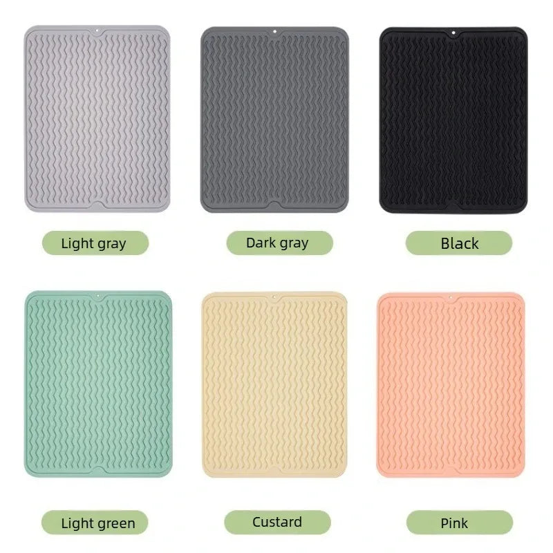 Silicone Dish Drying Mat – Heat-Resistant Wave Kitchen Pad