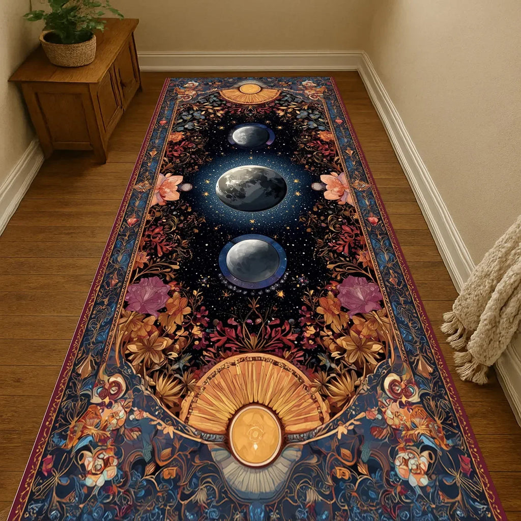 Celestial Moon Floral Anti-Slip Runner Rug | Home Décor Mat