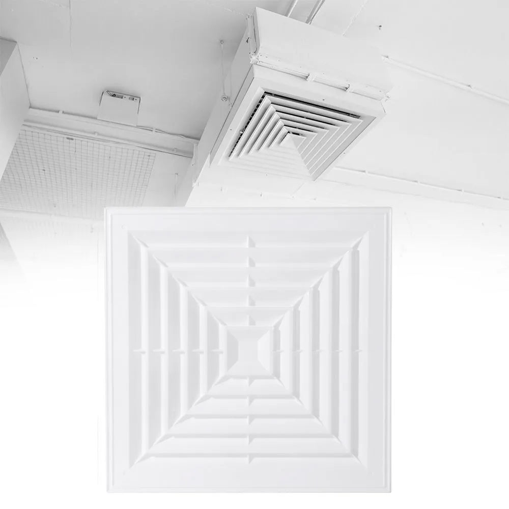 White Square Air Vent Grille – Silent Ceiling Ventilation Cover