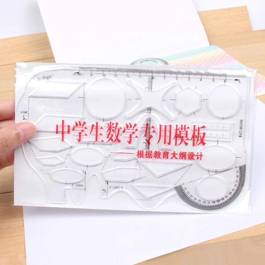 Multi-Function Geometry Template Ruler – Math Drawing Tool