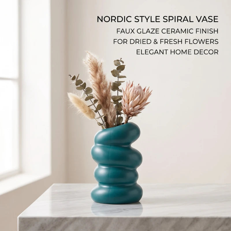 Nordic Spiral Vase – Modern PP Flower & Plant Container