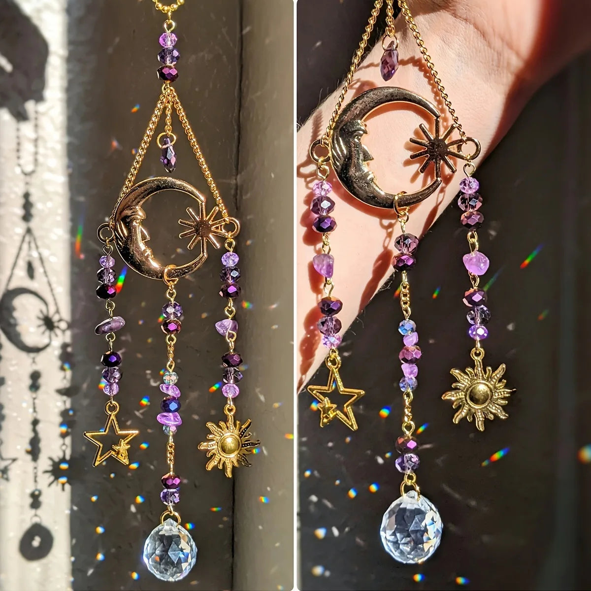 Crystal Moon Goddess Sun Catcher Pendant | Home Decor