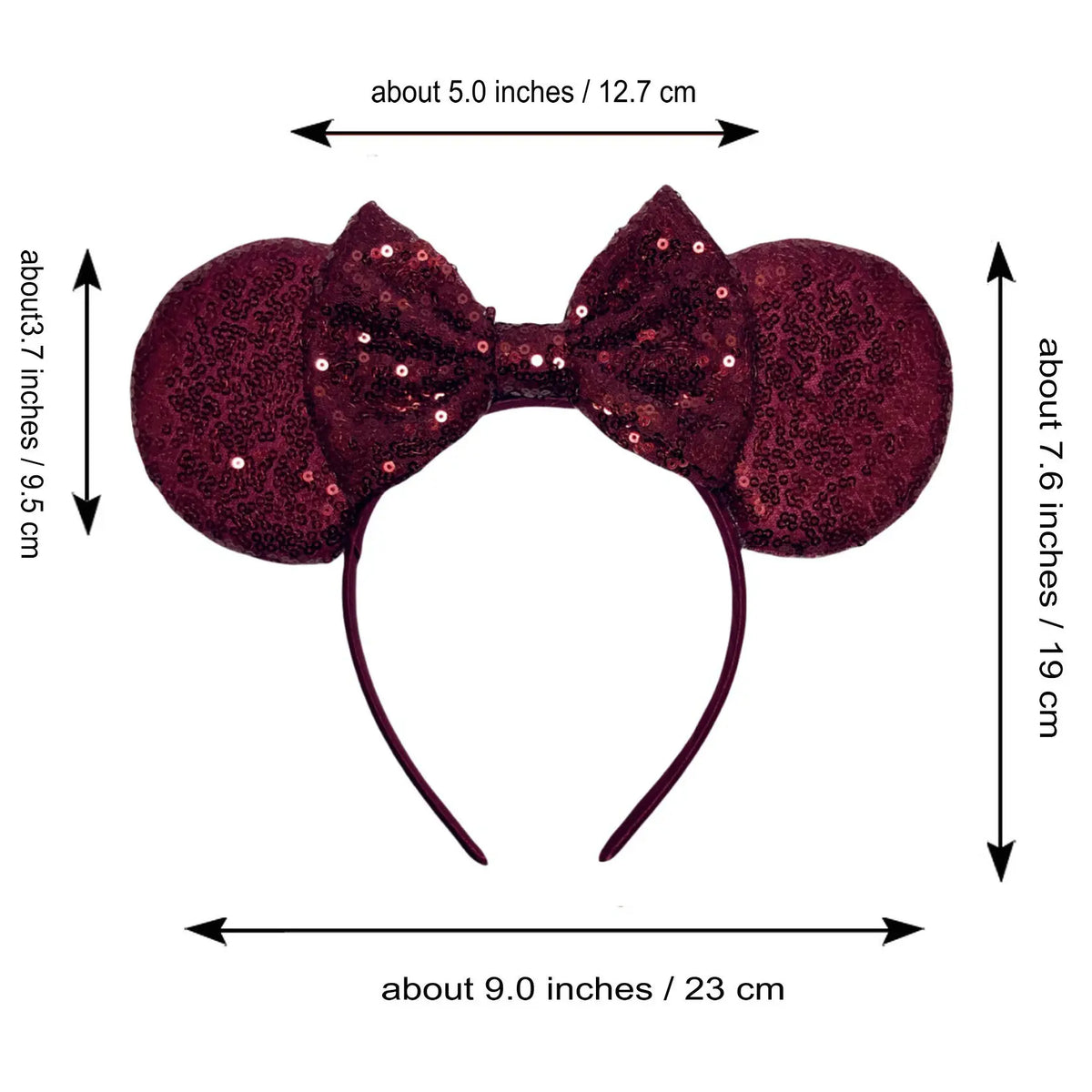 Girls' Flip Sequin Mouse Ear Headband – Wine Red Hair Bow