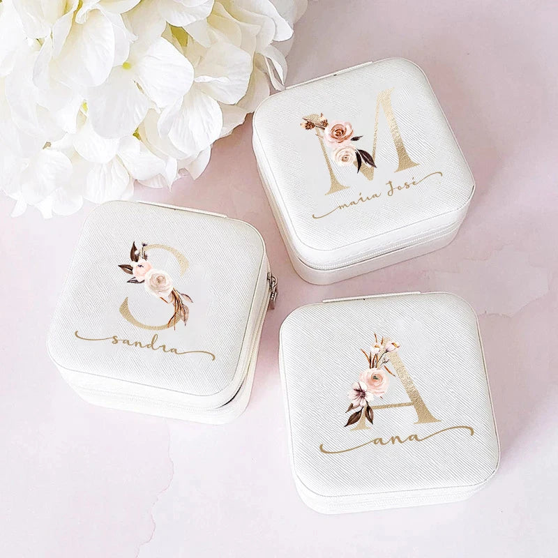 Personalised Initial Travel Jewellery Box – Zipper Gift Case