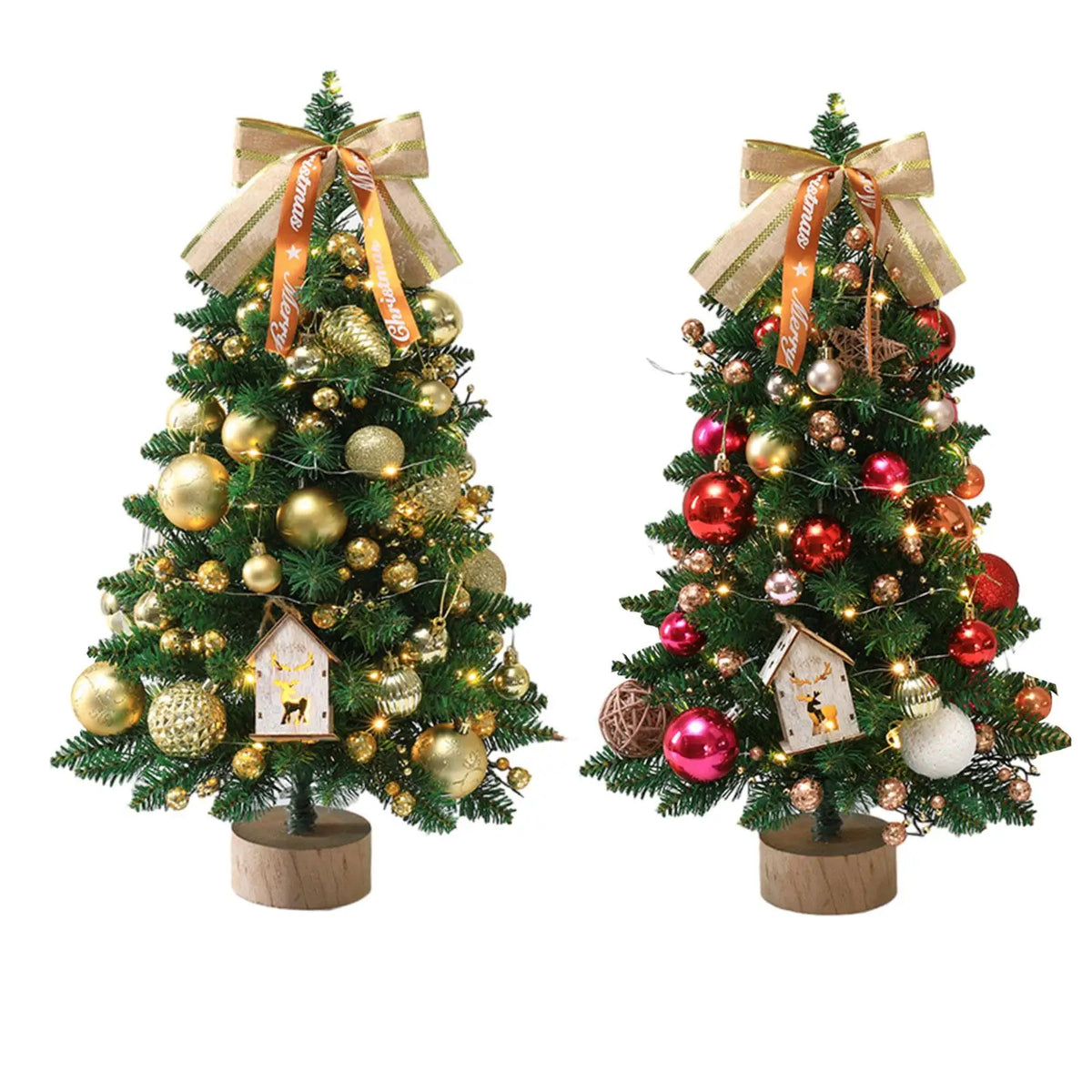 Kesoto Mini Tabletop Christmas Tree with LED Lights & Ornaments