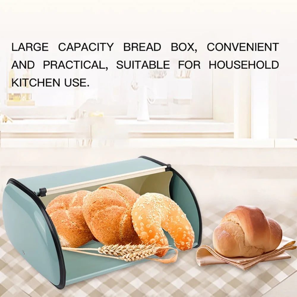 Large Metal Roll Top Bread Box – Red or Blue | 4.5L Kitchen