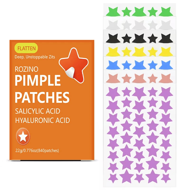 ROZINO 840-Pc Star Hydrocolloid Acne Patches – Colorful Face Stickers