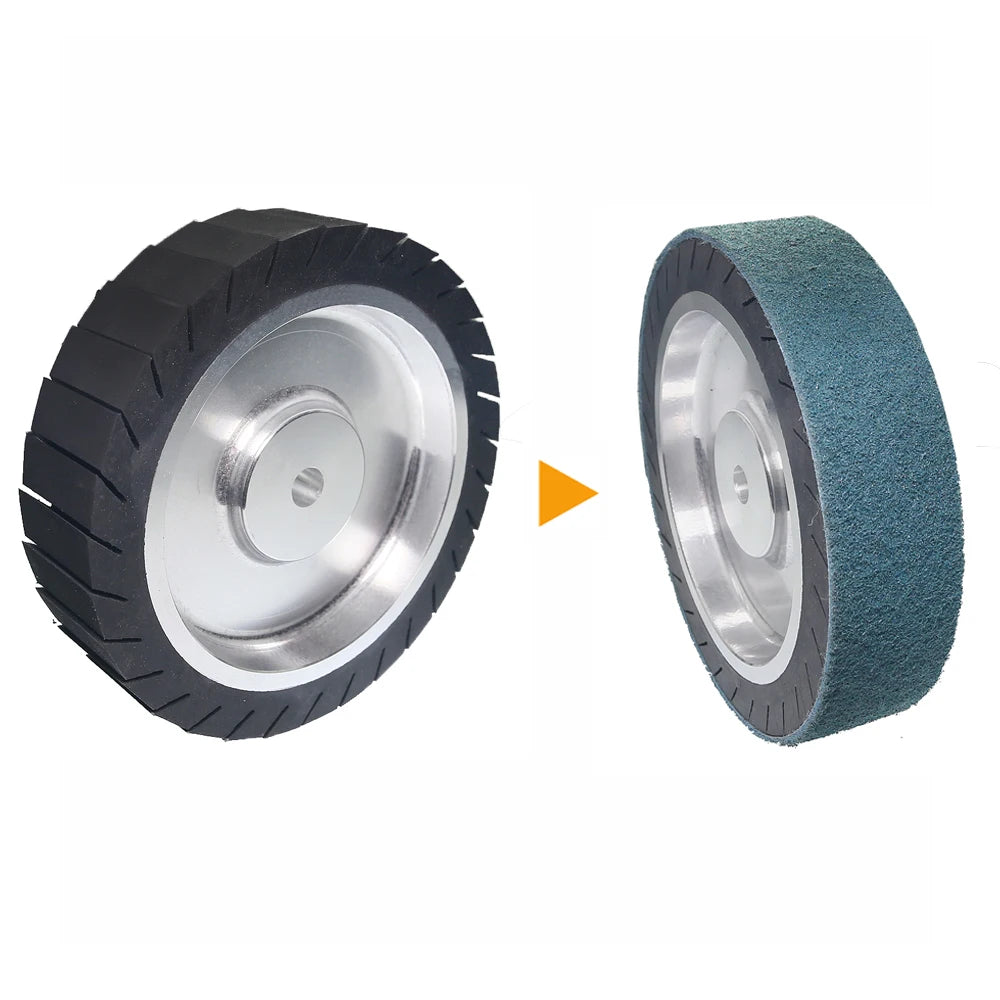 8" Rubber Expander Wheel 200x50mm + Zirconia Nylon Sanding Belts