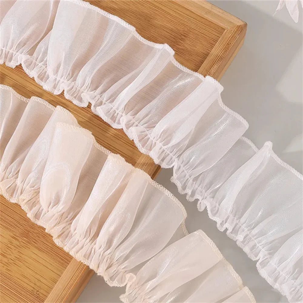 French Pearl Pleated Lace Trim | Ruffled Edging for DIY Crafts