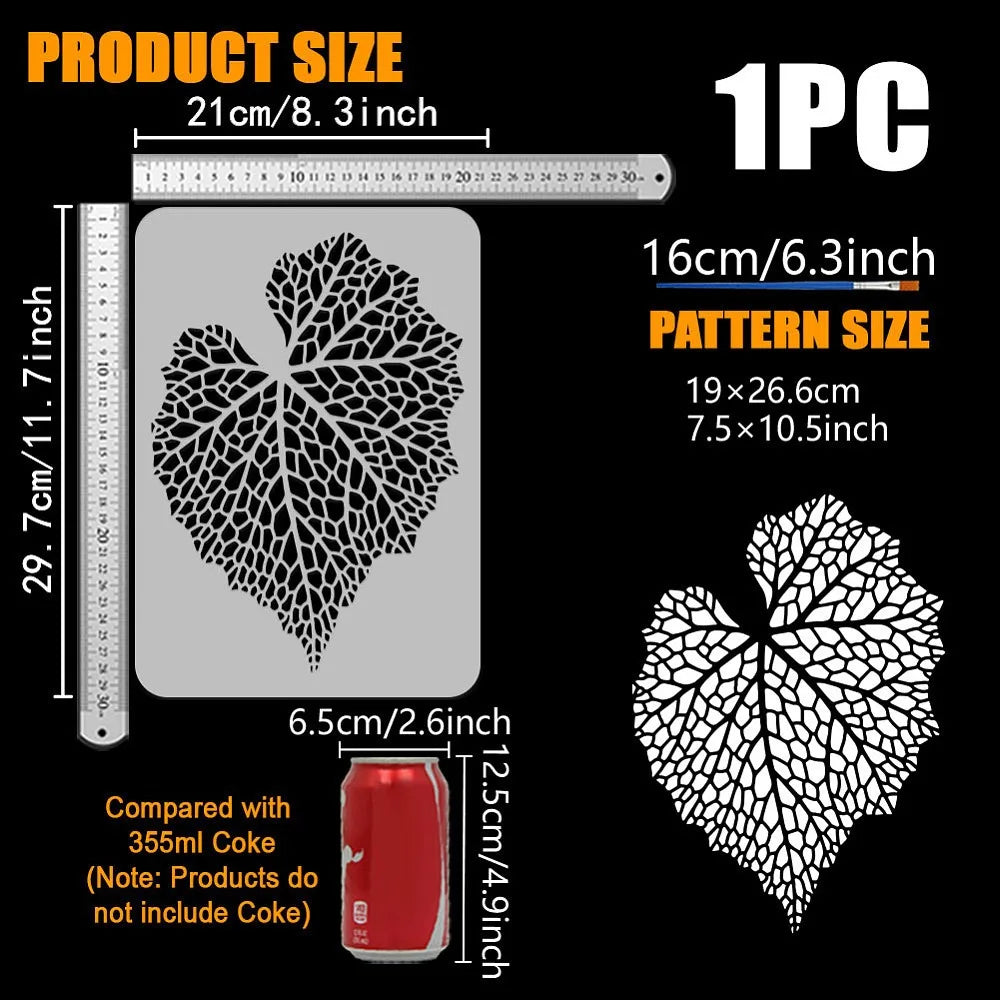PET Hollow Leaf Stencil A4 – DIY Scrapbook & Painting Art