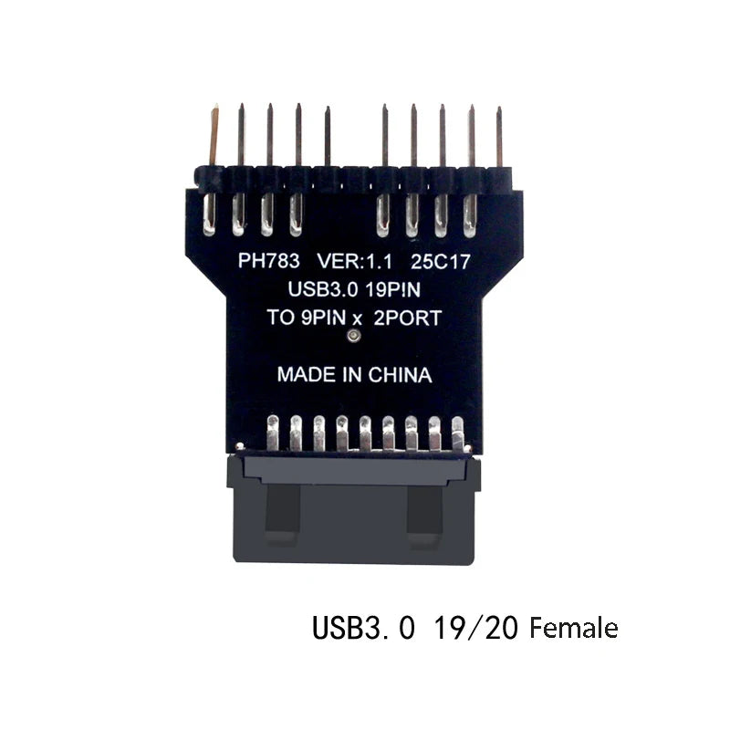 USB 3.0 19-Pin to Dual USB 2.0 9-Pin Splitter Adapter Cable