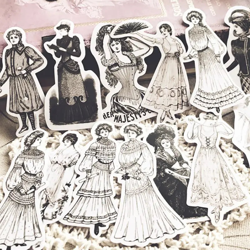 Vintage European Ladies Scrapbooking Stickers | Retro Fashion
