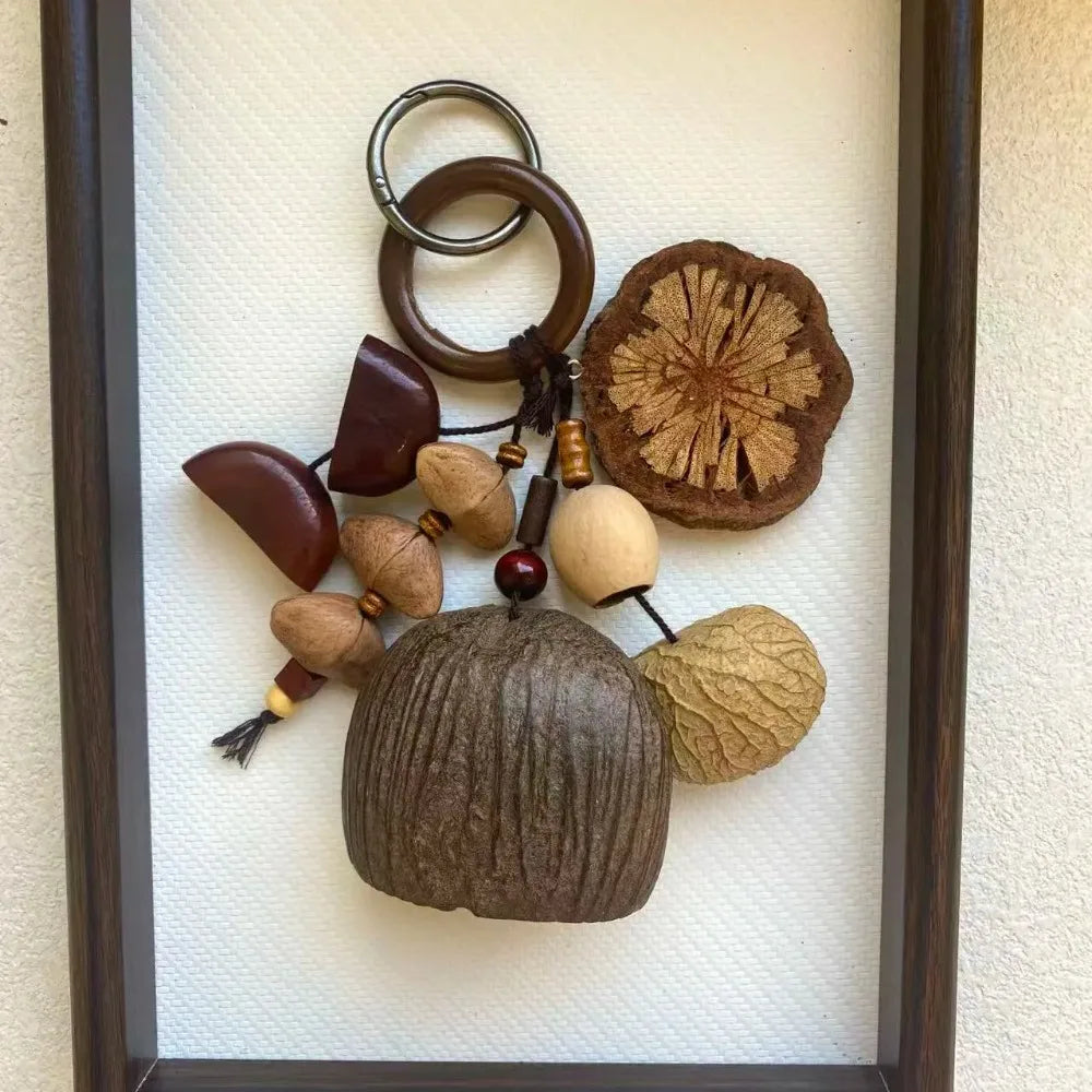 Handmade Natural Nut Shell Hanging Bell Pendant | 13cm