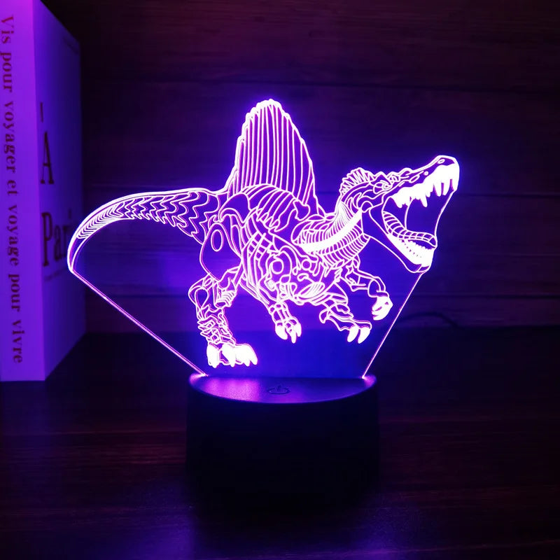 Spinosaurus 3D LED Night Light for Kids – 7 Color Dino Lamp