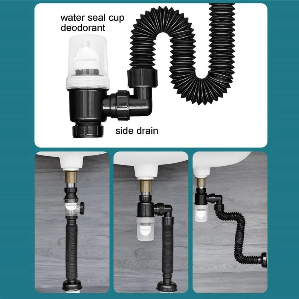 Flexible 3" Sink Drain Pipe – Deodorant Sewer Hose for Bathroom