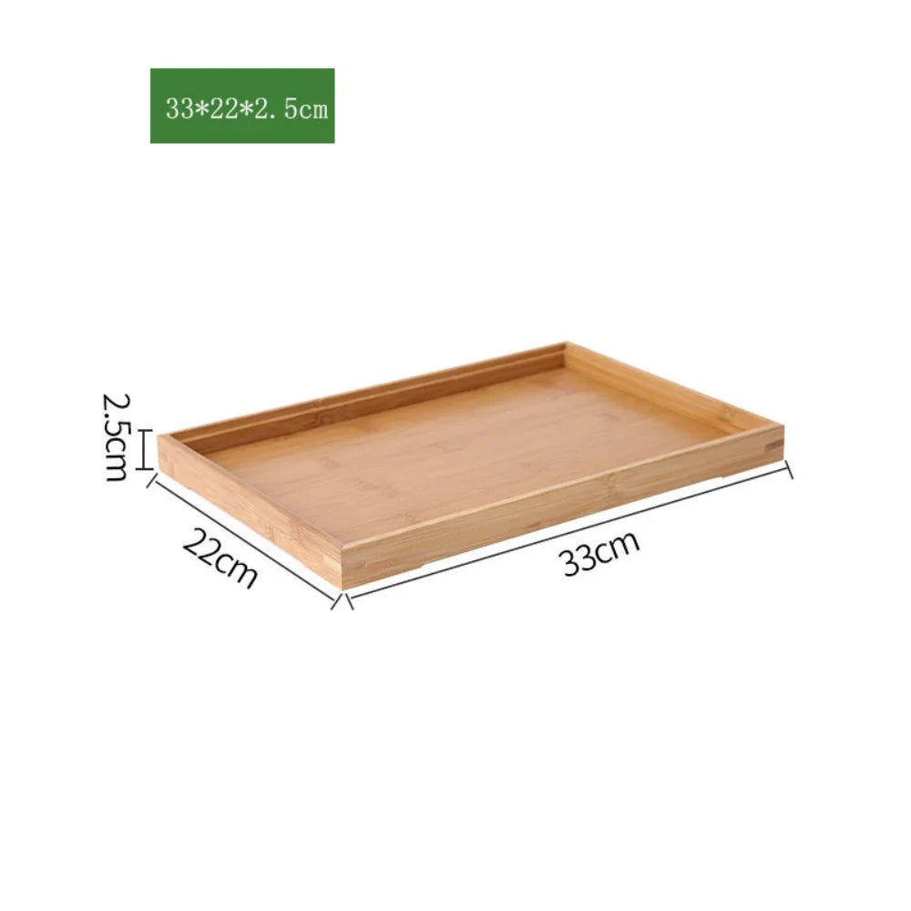 Retro Bamboo Wood Rectangular Storage Tray – Tea & Home Décor