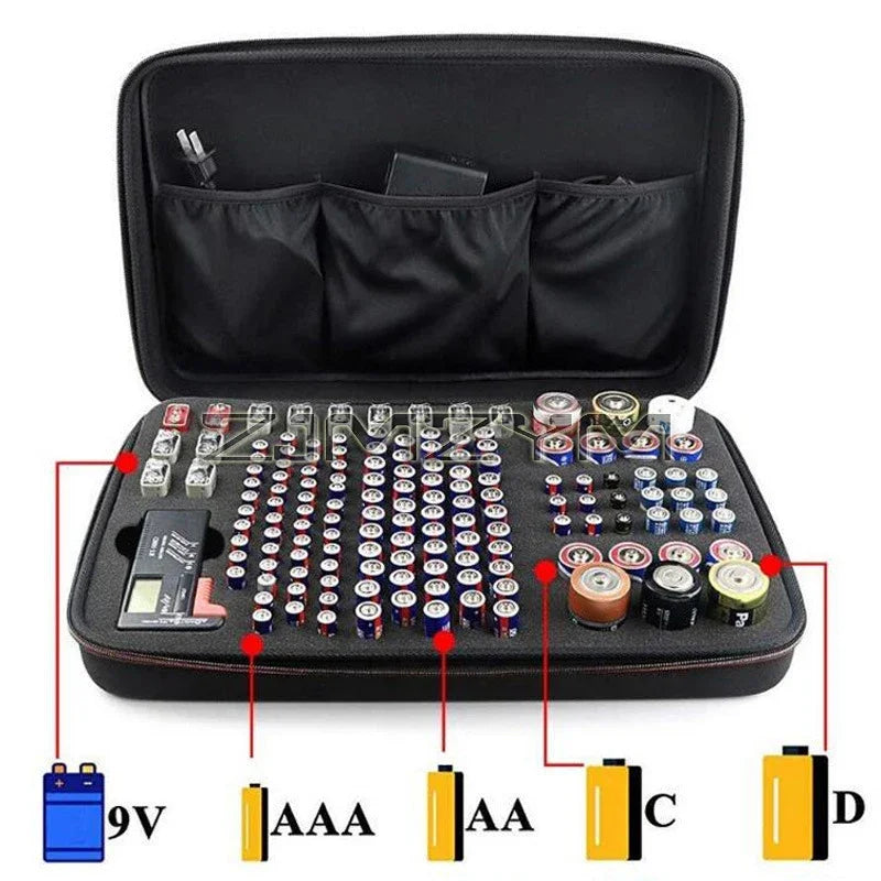 Portable Battery Storage Case – AA AAA C D 9V Organizer Box