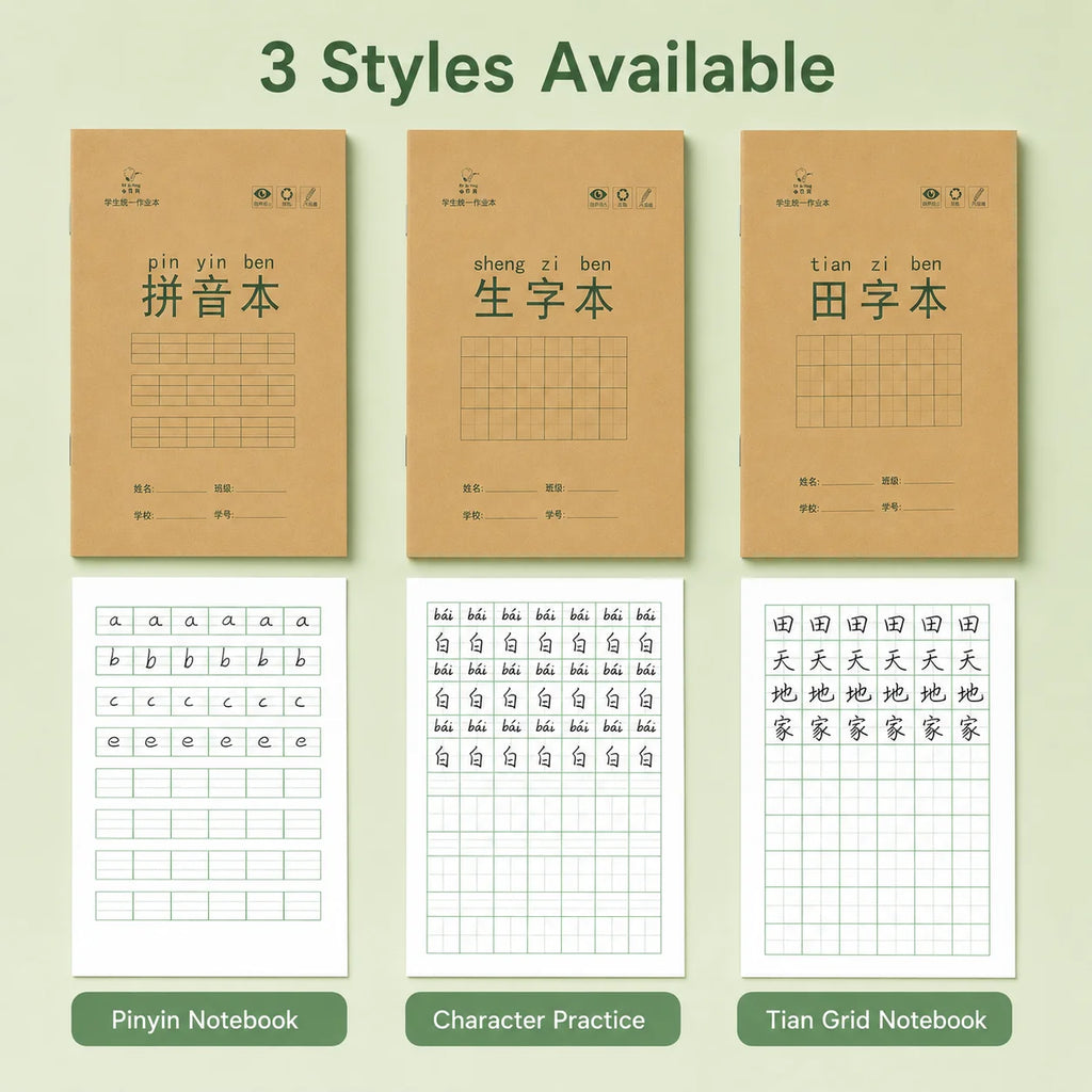 Chinese Character Practice Notebook – Pinyin Grid Workbook