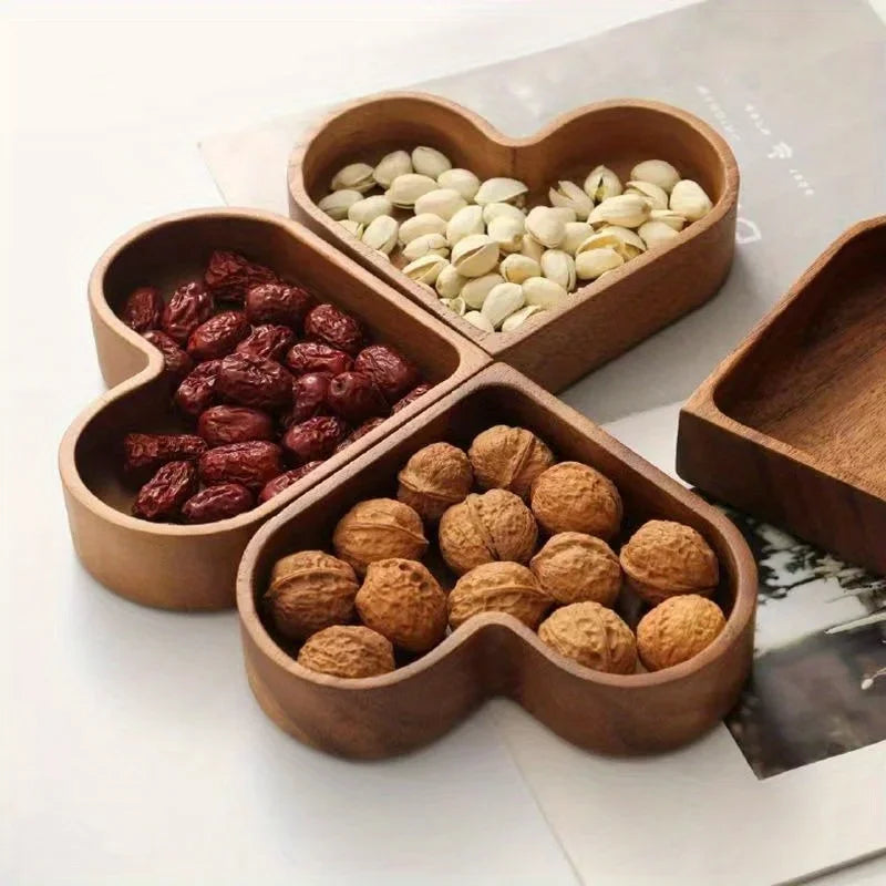 Heart-Shaped Solid Wood Walnut Serving Tray – Candy & Snack Platter