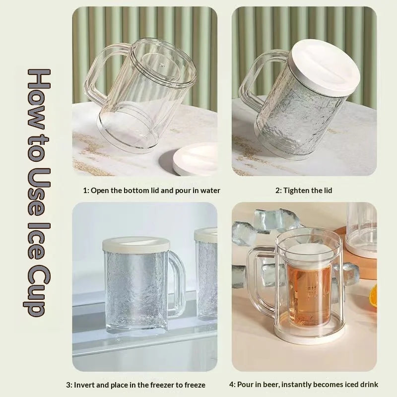 Double-Layer Freezer Beer Mug – Large Capacity Ice Cup 500ml