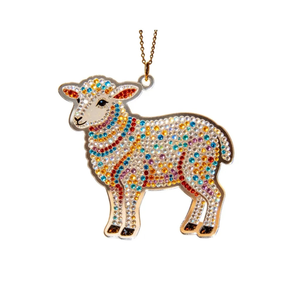 Ornate Floral Sheep Acrylic Christmas Tree Hanging Ornament