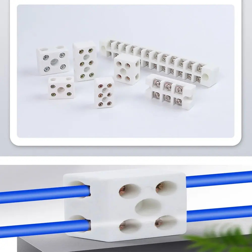 Ceramic Terminal Block 1-In/1-Out & 2-In/2-Out Screw Post 250V