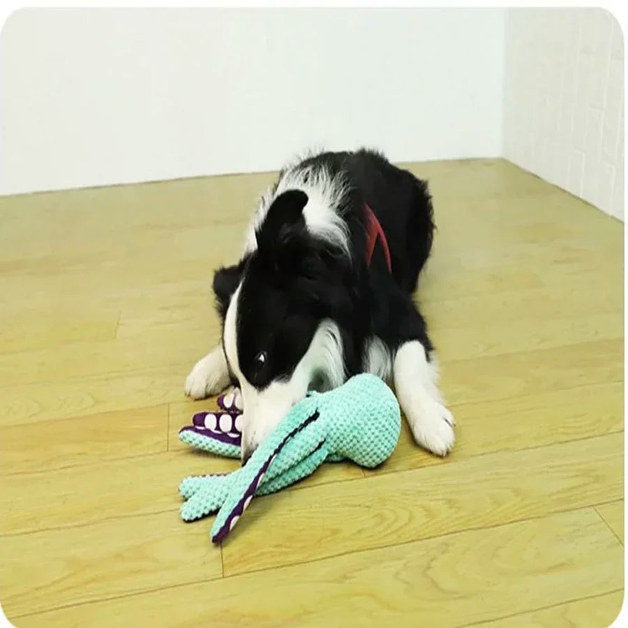 Pet Plush Octopus Dog Toy – Interactive Squeaky Chew Toy