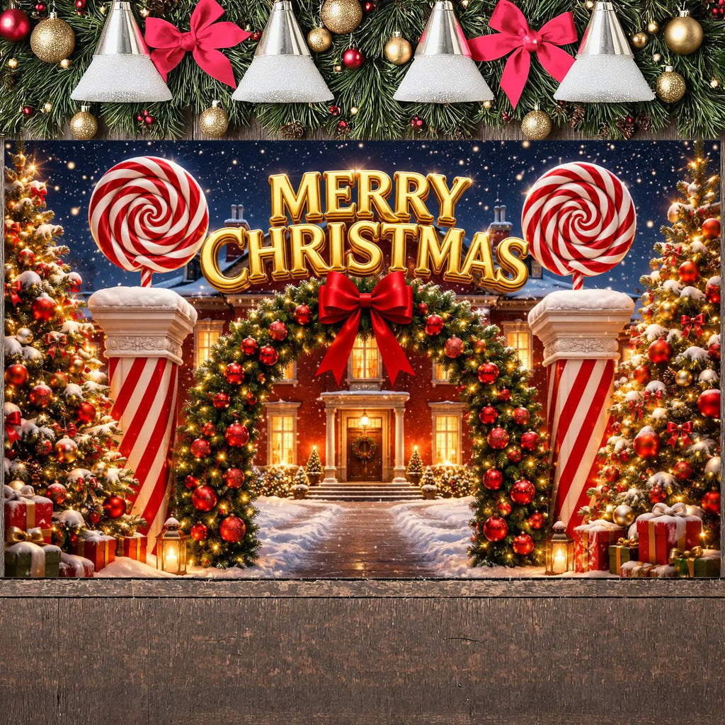 Christmas Backdrop Banner | Winter Holiday Xmas Display