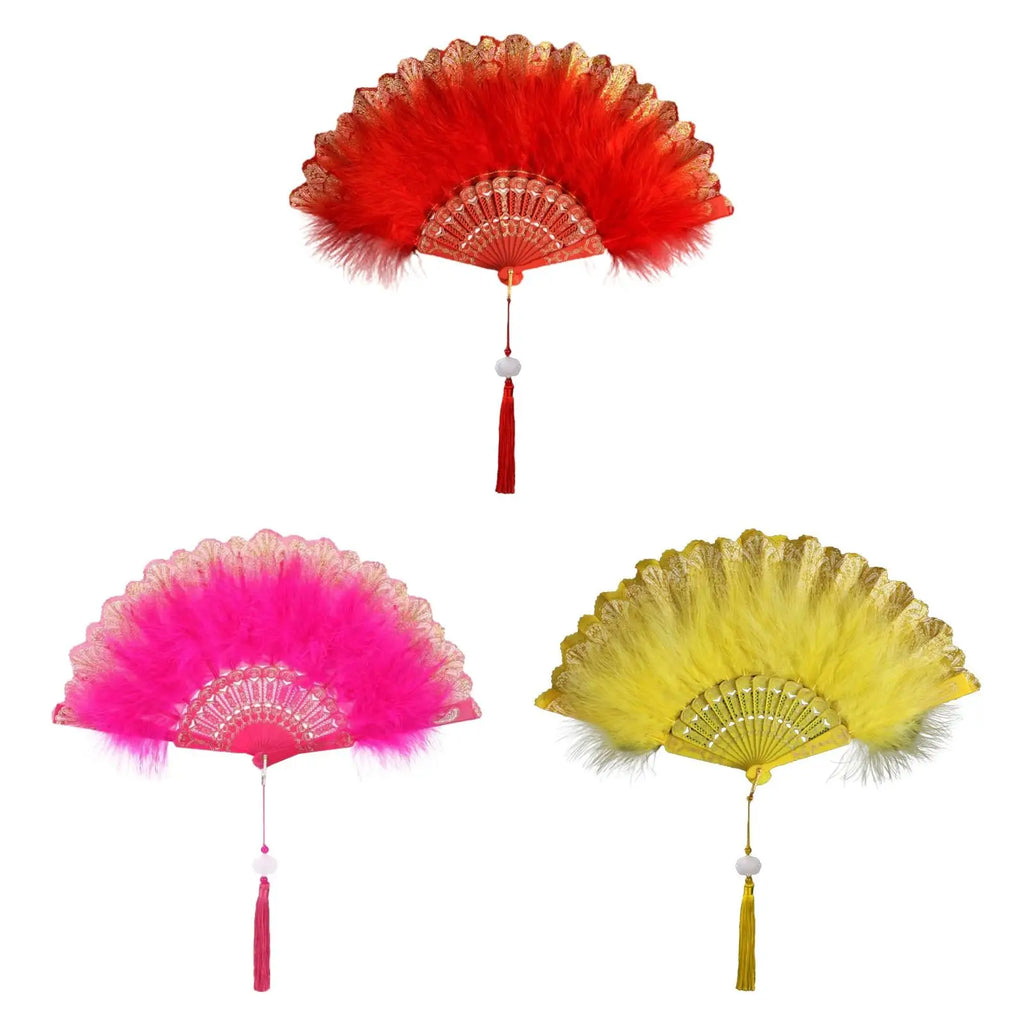 Elegant Folding Feather Fan – Vintage Handheld Fan for Women