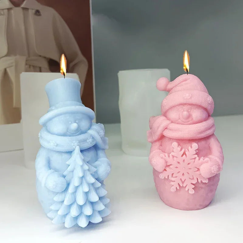 3D Santa & Snowman Silicone Candle Mold | Christmas Craft