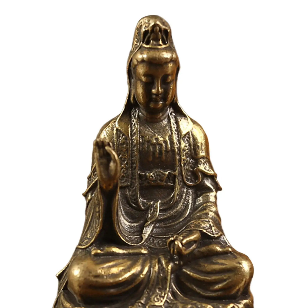 Mini Brass Guanyin Statue | Buddhist Figurine Feng Shui Decor