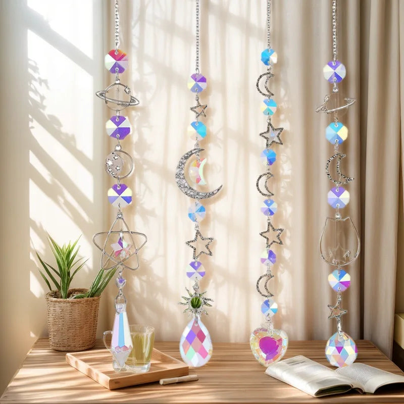 Crystal Sun Catcher Planet Galaxy Star Moon Pendant Decor