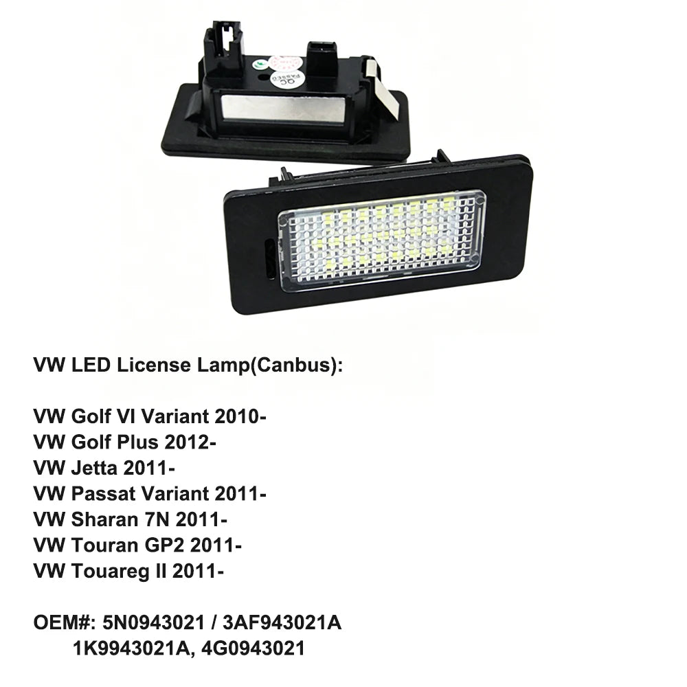2-Pack Canbus LED License Plate Light for VW Golf Jetta Passat