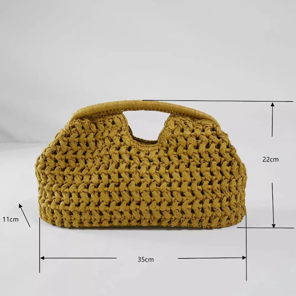 Women's Woven Straw Clutch Bag – Large Beach Handbag