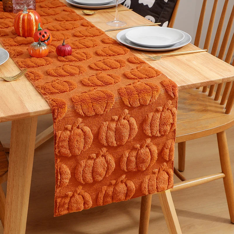 Halloween Pumpkin Ghost 3D Embroidered Table Runner | Party Decor