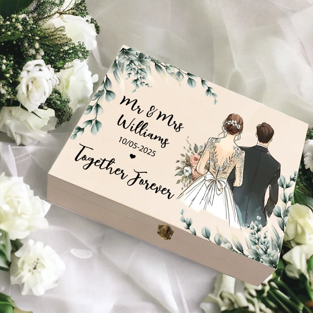 Personalized Wooden Wedding Keepsake Box – Custom Couple Gift